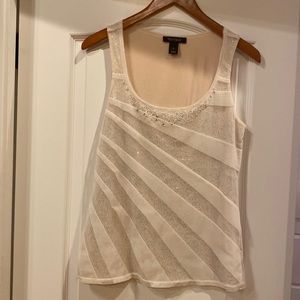 WHBM Ivory Sequin Sleeveless Tank Top S